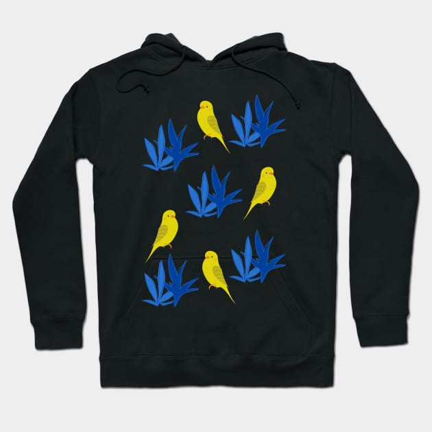 Yellow bird Parrot Pattern Hoodie by PedaDesign